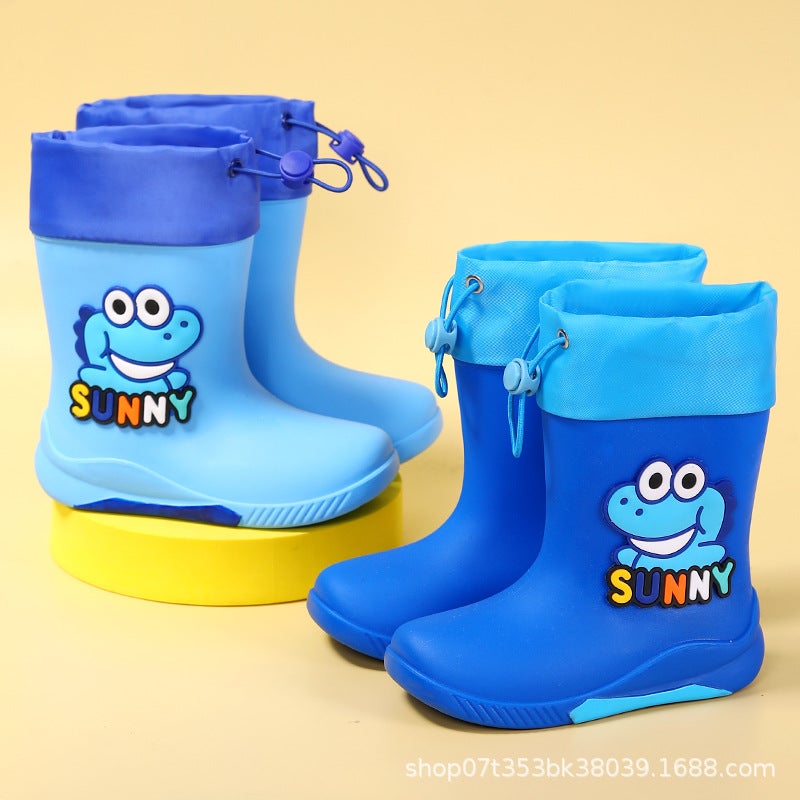New Children'S Rain Shoes Boys Dinosaur Baby Rain Boots Primary School Students Cotton Warm Rubber Shoes Water Shoes Children'S Shoes - Image 5
